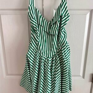 Maeve Green and White Striped Dress